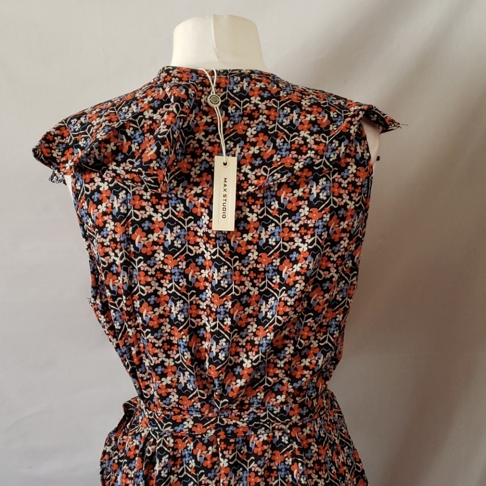 Max Studio Patterned Ruffle Wrap Midi Dress - Picture 9 of 12